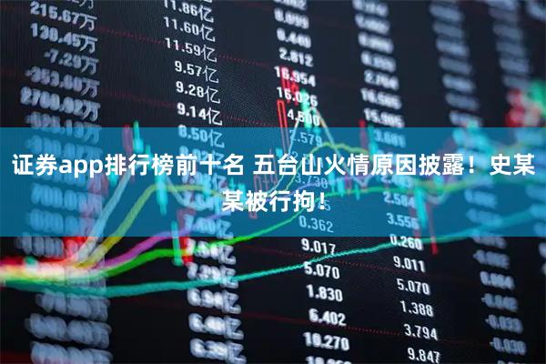 证券app排行榜前十名 五台山火情原因披露！史某某被行拘！